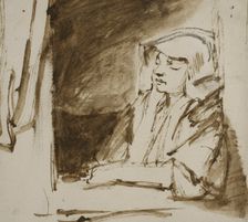 Sleeping woman at an open window, c.1655. Creator: Rembrandt Harmensz van Rijn
