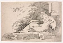 Sleeping Woman with a Cupid, 1780-1790. Creator: Henry Fuseli (Swiss, 1741-1825)