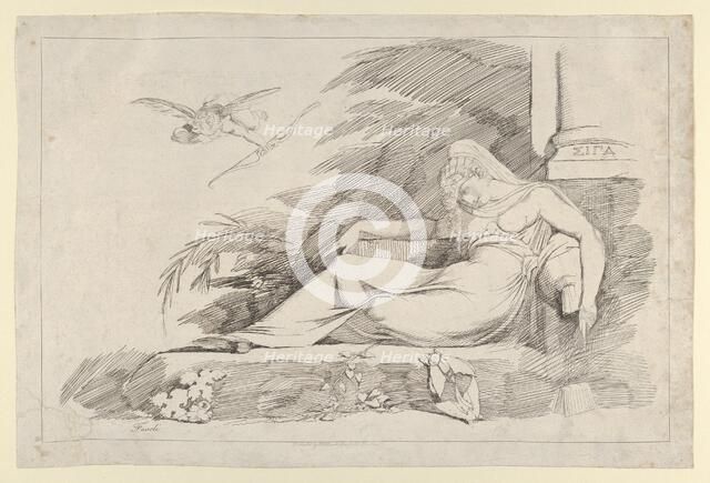 Sleeping Woman with a Cupid (Hush), 1780-90. Creator: Henry Fuseli.