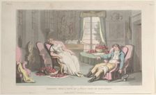 Sleeping Tête à Tête, at a First Visit of Don Luigi's, from "Naples and the Campag..., June 1, 1815. Creator: Thomas Rowlandson