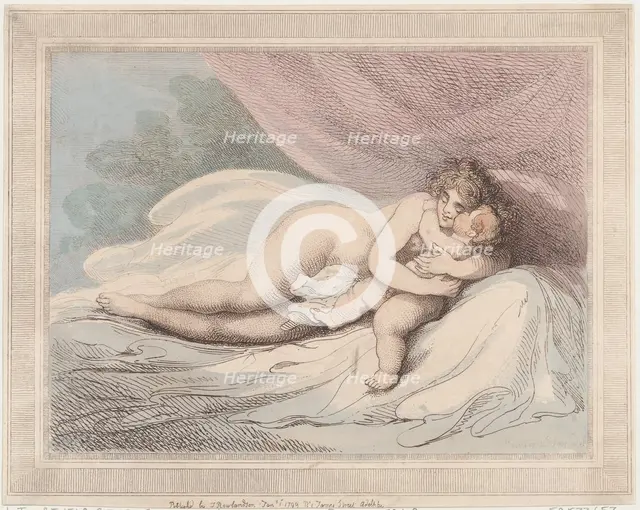 Sleeping Venus Cuddling a Child, January 1, 1799., January 1, 1799. Creator: Thomas Rowlandson.