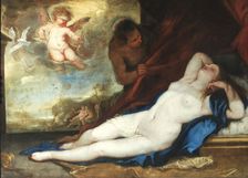 Sleeping Venus, Amor and Satyr, c. 1670. Creator: Giordano, Luca (1632-1705)