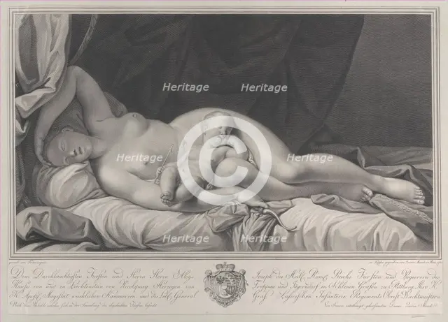 Sleeping Venus with Cupid in her lap, 1783. Creator: Quirin Mark.