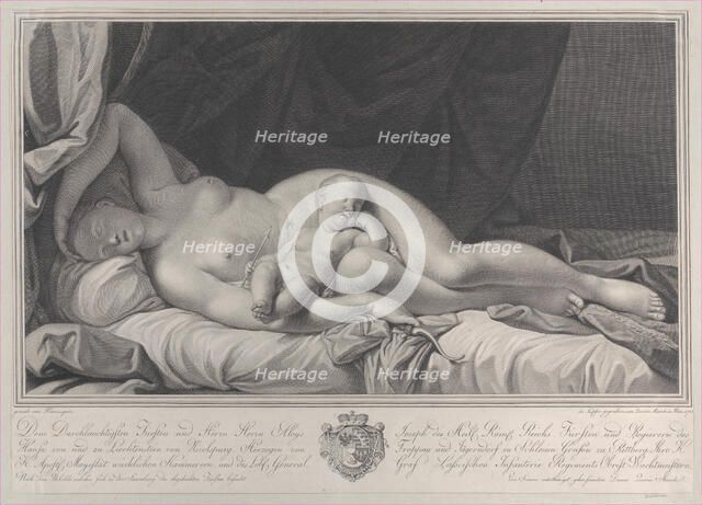 Sleeping Venus with Cupid in her lap, 1783. Creator: Quirin Mark.