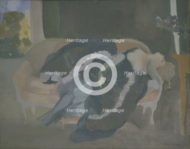 Sleeping Young Woman. Artist: Somov, Konstantin Andreyevich (1869-1939)