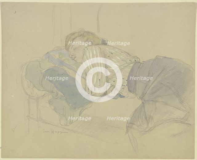 Sleeping young woman, late 19th century. Creator: Jacob Happ.