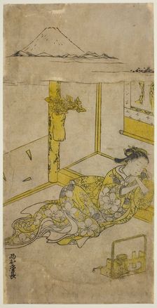 Sleeping Young Woman with Mt. Fuji Above, c. 1740s. Creator: Nishimura Shigenaga