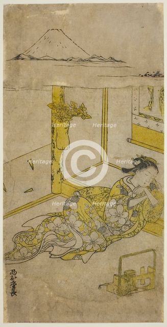 Sleeping Young Woman with Mt. Fuji Above, c. 1740s. Creator: Nishimura Shigenaga.