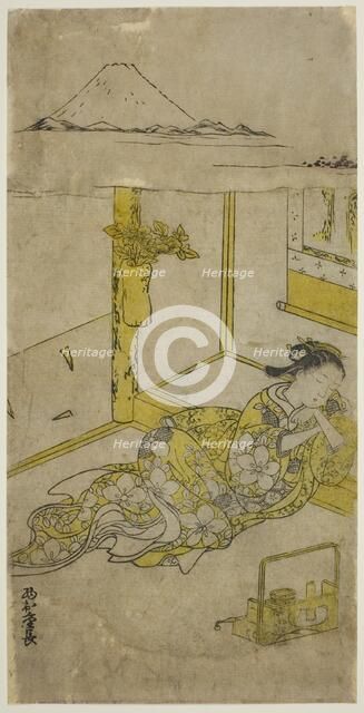 Sleeping Young Woman with Mt. Fuji Above, c. 1740s. Creator: Nishimura Shigenaga.