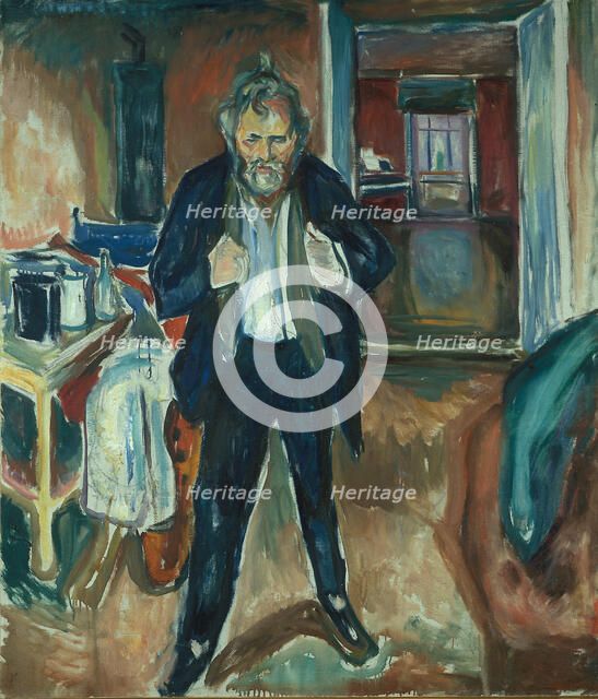 Sleepless Night. Self-Potrait in Inner Turmoil. Artist: Munch, Edvard (1863-1944)