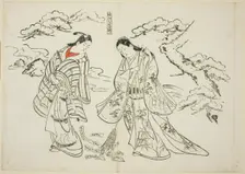 Sleeve-Letter Takasago (Sodefumi Takasago), no. 2 from a series of 12 prints...plays, c. 1716/35. Creator: Okumura Masanobu