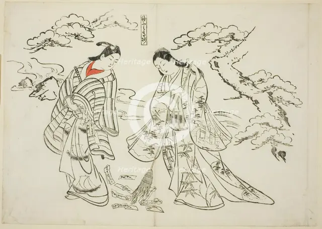 Sleeve-Letter Takasago (Sodefumi Takasago), no. 2 from a series of 12 prints...plays, c. 1716/35. Creator: Okumura Masanobu.