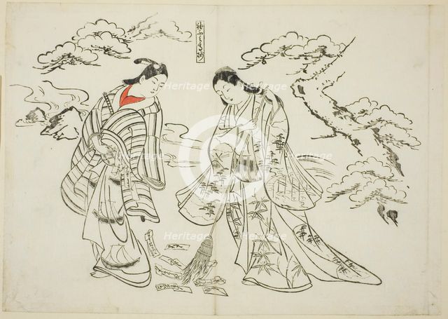 Sleeve-Letter Takasago (Sodefumi Takasago), no. 2 from a series of 12 prints...plays, c. 1716/35. Creator: Okumura Masanobu.