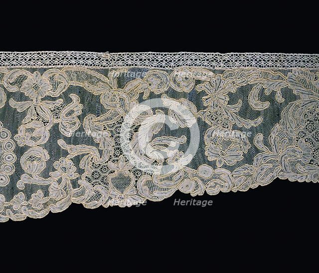 Sleeve Ruffle (Engageante) and Lappets (Joined), France, 1740s. Creator: Unknown.