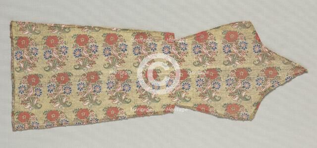 Sleeve with birds in blossoming bushes, 1700s. Creator: Unknown.