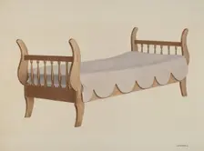 Sleigh Bed, c. 1940. Creator: Joe Brennan