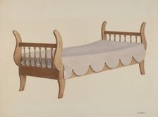Sleigh Bed, c. 1940. Creator: Joe Brennan