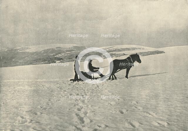 Sleighing over the Glacier, Folgefonna, Norway, 1895.  Creator: Knud Knudsen.