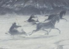 Sleighing on the Ice. Illustration for a Short Story by Per Hallström, 1907. Creator: Johan Axel Gustav Acke