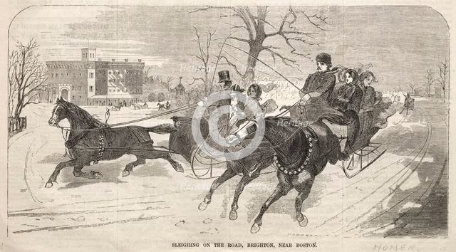 Sleighing on the Road, Brighton, near Boston, 1859. Creator: Winslow Homer (American, 1836-1910).
