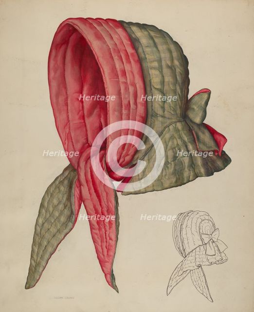 Sleighing Bonnet, c. 1941. Creator: Lillian Causey.