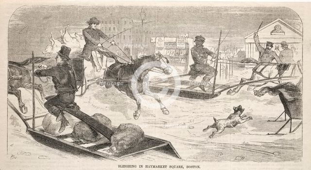 Sleighing in Haymarket Square, Boston, 1859. Creator: Winslow Homer (American, 1836-1910).