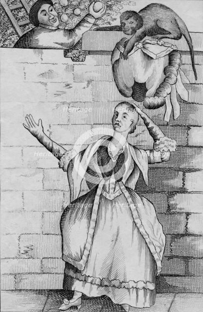 'Slight of hand by a Monkey - or the Ladys head unloaded', c1812. Artist: Unknown.