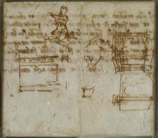 Slight Sketches of Architecture and a small Figure Study, late 15th-early 16th century. Artist: Michelangelo Buonarroti