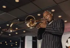 Slide Hampton, Jazz Inn Party, Nordwijk, Netherlands, 1989. Creator: Brian Foskett