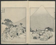 Sliding Down (left); The Opening of Fuji (right) from One Hundred Views of Mount Fuji, 1834. Creator: Hokusai