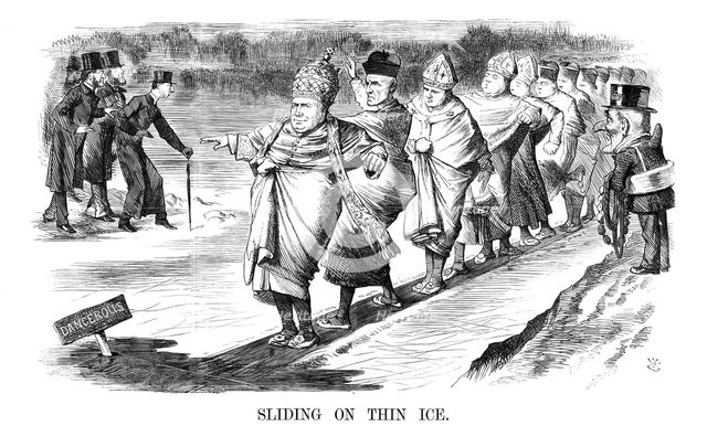'Sliding on Thin Ice', 1869. Creator: John Tenniel.