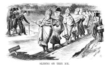 Sliding on Thin Ice 1869. Creator: John Tenniel