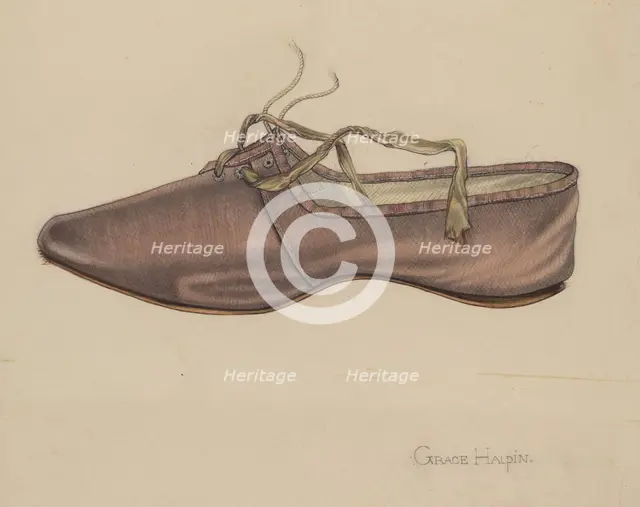Slipper, c. 1937. Creator: Grace Halpin.