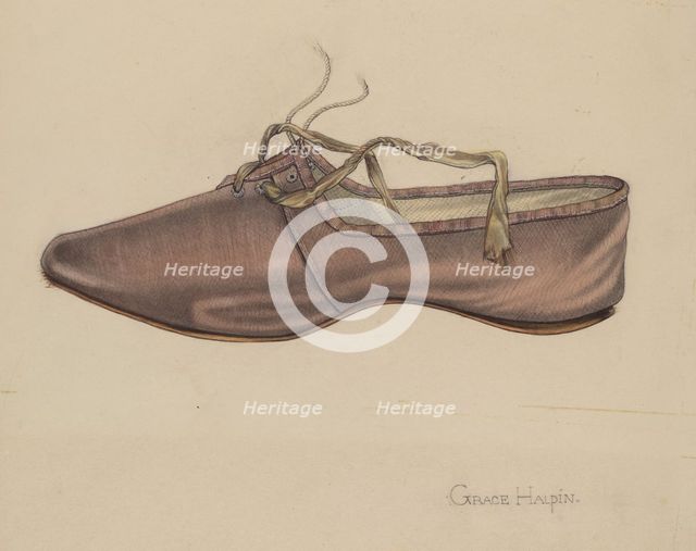 Slipper, c. 1937. Creator: Grace Halpin.
