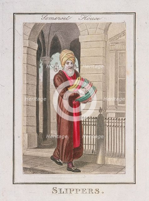 'Slippers', Cries of London, 1804. Artist: Anon