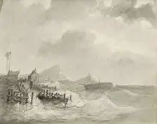 Sloop with figures at a landing place, c.1825-c.1875. Creator: Circle of Petrus Johannes Schotel