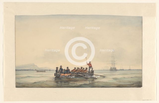 Sloop transports officers to a ship, 1829-1879. Creator: Ary Pleijsier.