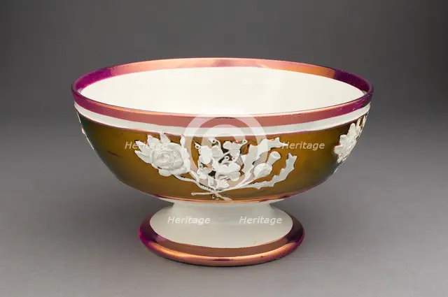 Slop Bowl with Symbols of England, Ireland, and Scotland, Staffordshire, c. 1830. Creator: Staffordshire Potteries.