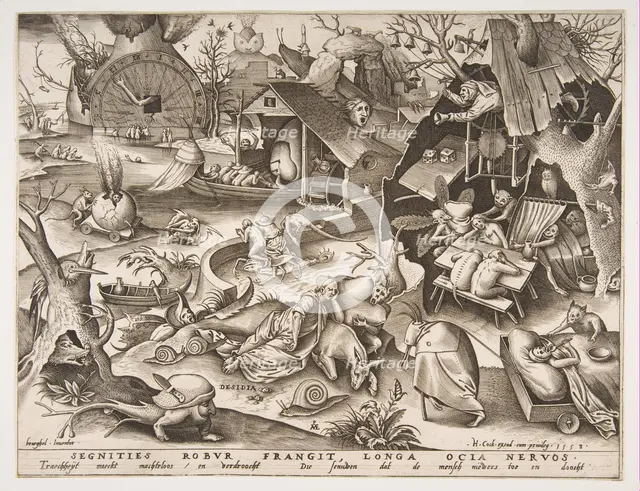 Sloth (Desidia), from the series The Seven Deadly Sins, 1558. Creator: Philip Galle.