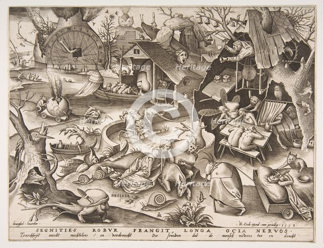 Sloth (Desidia), from the series The Seven Deadly Sins, 1558. Creator: Philip Galle.