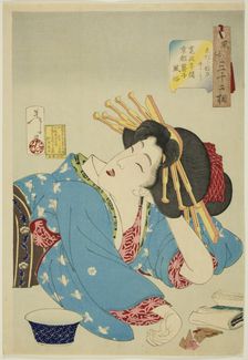 Slovenly (Shidaranasaso), from the series "Thirty-two Aspects of Women (Fuzoku sanjuniso)", 1888. Creator: Tsukioka Yoshitoshi