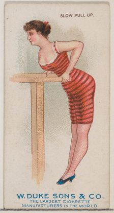 Slow Pull Up, from the Gymnastic Exercises series (N77) for Duke brand cigarettes, 1887., 1887. Creator: Unknown