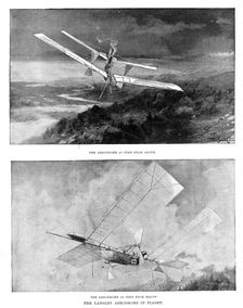 SP Langley's steam-powered model plane Aerodrome viewed from above and below, 1902. Creator: Unknown
