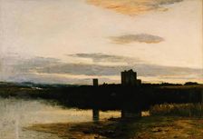 Spynie Castle and Loch, 1866. Creator: George Reid