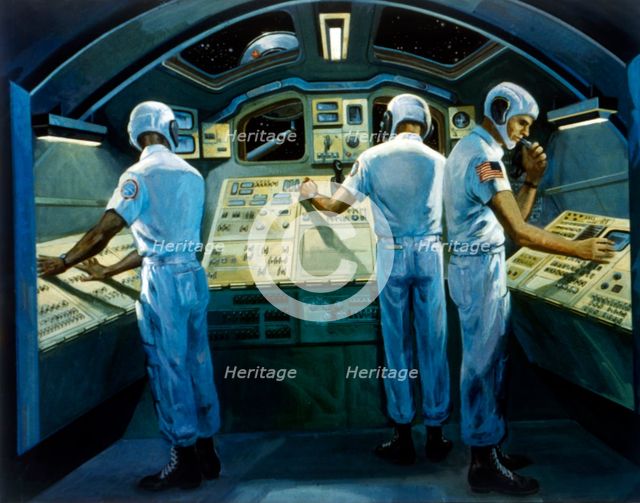 Space Shuttle - artist's concept of interior, 1980s. Creator: NASA.