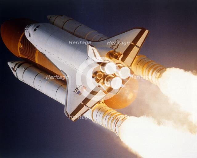 Space Shuttle 'Atlantis' launching from Kennedy Space Center, USA, 1980s. Creator: NASA.