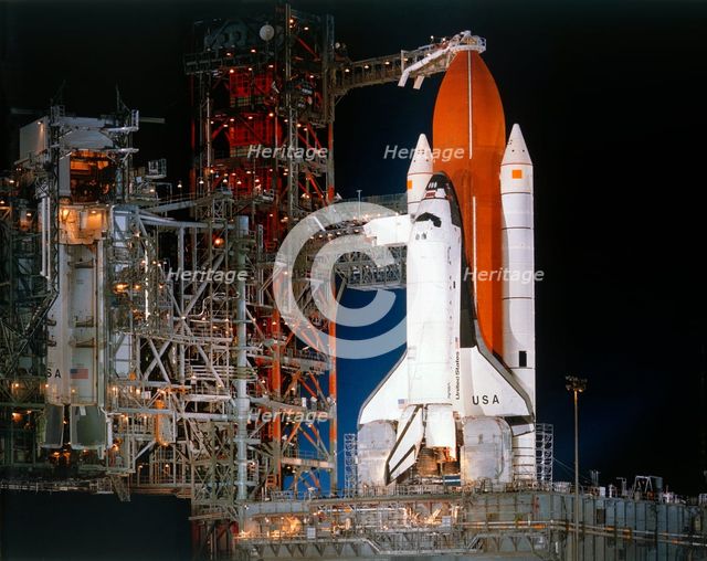 Space Shuttle 'Columbia' on launch pad, Kennedy Space Center, Florida, USA, March 1982. Creator: NASA.