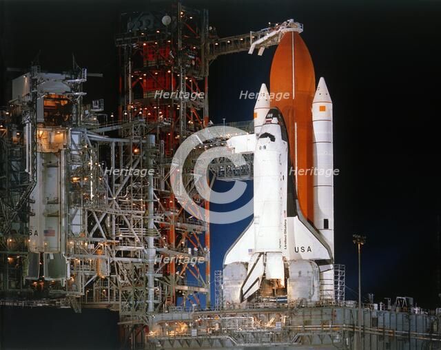 Space Shuttle 'Columbia' on launch pad, Kennedy Space Center, Florida, USA, March 1982. Creator: NASA.