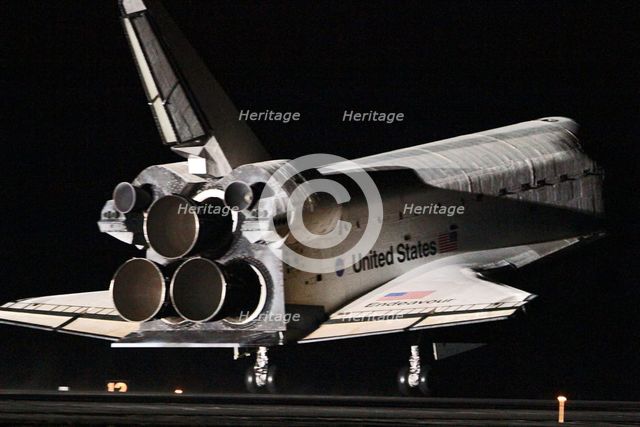 Space Shuttle Endeavour night landing, Florida. USA, February 21, 2010. Creator: NASA.