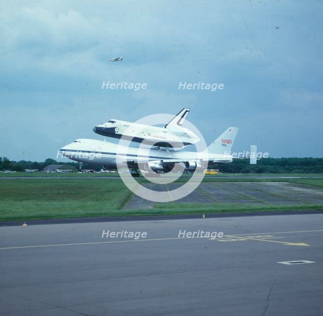 Space Shuttle 'Enterprise' landing at Stansted, Essex, United Kingdom, 5 June 1983. Creator: NASA.